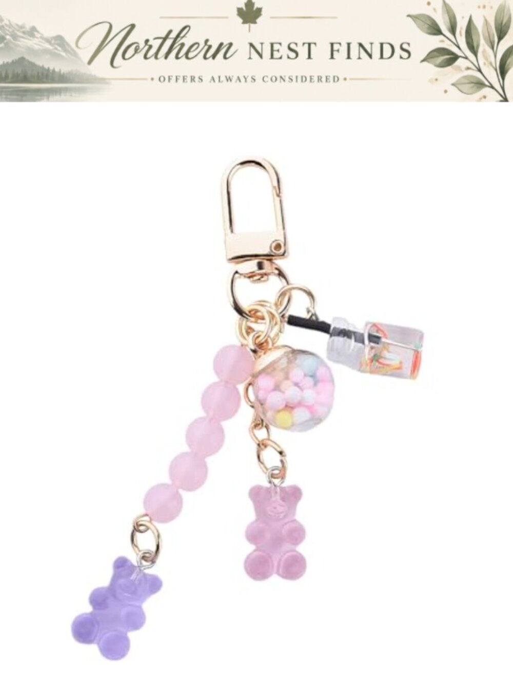 Resin Bear Keychain Purse Bag Charm Car Keys Cute Kawaii Keyring